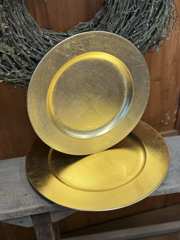 Zlatý kulatý podnos - 33 cm 