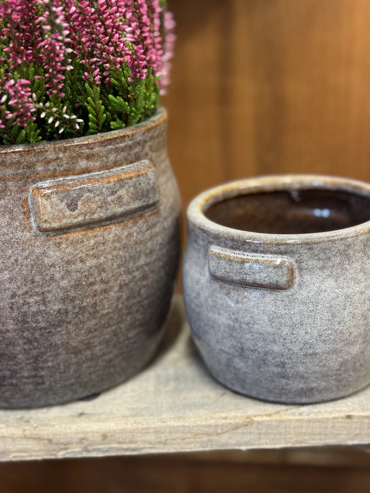 Keramický obal/sádlák - šedo/hnědý