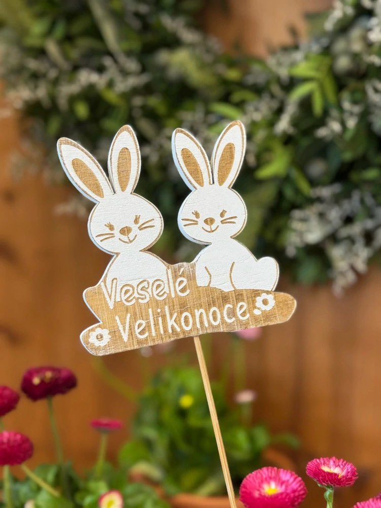 Dřevěný zápich "Veselé Velikonoce" *