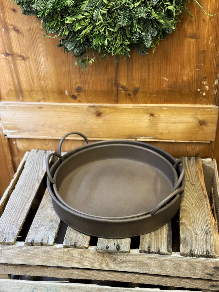 Dekorační podnos s madly - rez - 36 cm 